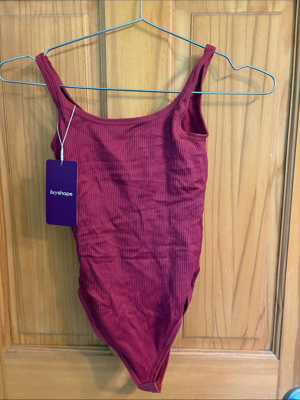 heyshape Women's Ribbed Shapewear Bodysuit in Wine